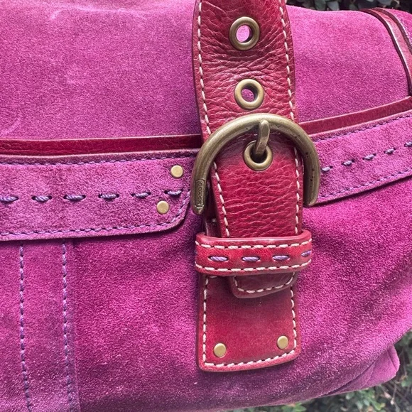 Coach 2004 Soho Magenta Suede Duffle Handbag - RARE COLOR!